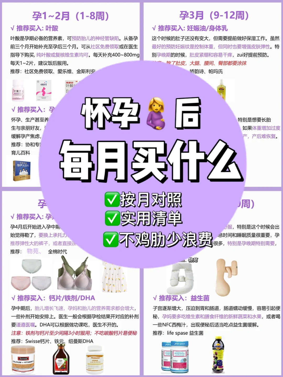 怀孕后每月买什么❓待产包抄作业清单，超实用